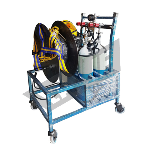 Breathing Apparatus Cylinder Assembly - Portable Trolley Mounted, High Pressure Steel Cylinders, Full Face Mask With Double Stage Regulator, Continuous Sound Warning Device, Ideal For Long Duration Use