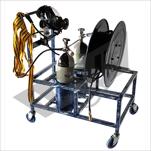 Breathing Apparatus Cylinder Assembly - Portable Trolley Mounted, High Pressure Steel Cylinders, Full Face Mask With Double Stage Regulator, Continuous Sound Warning Device, Ideal For Long Duration Use