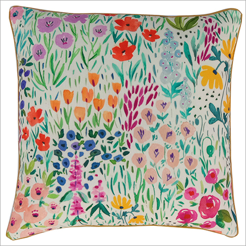Printed Cushion - Polyester, 40 X 40 Cm, Multicolor | Square Shape, Cotton Filling, Ideal For Bedrooms And Living Rooms