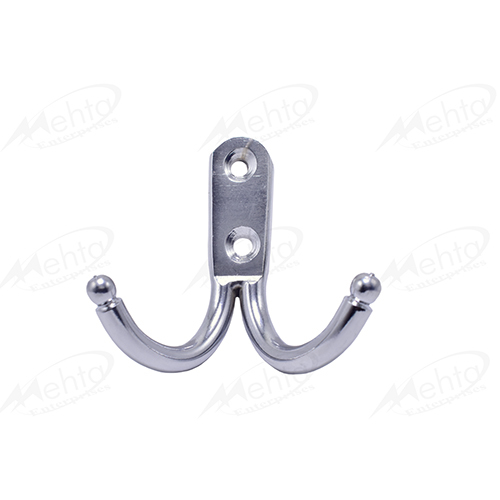 Furniture Fitting (Khooti No 23) - Stainless Steel, Double Size | Cloth Hanger, CP and Brass Color Finishing