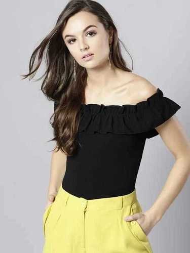 Plain Ladies Black Color Casual Top