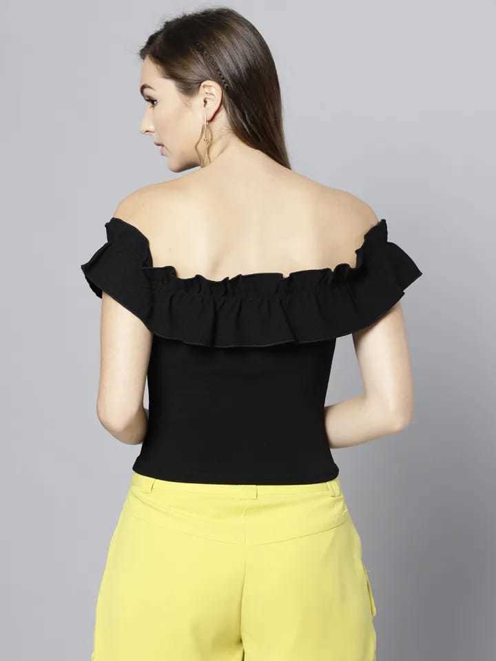 Plain Ladies Black Color Casual Top