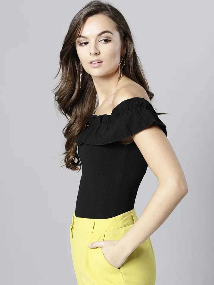 Plain Ladies Black Color Casual Top