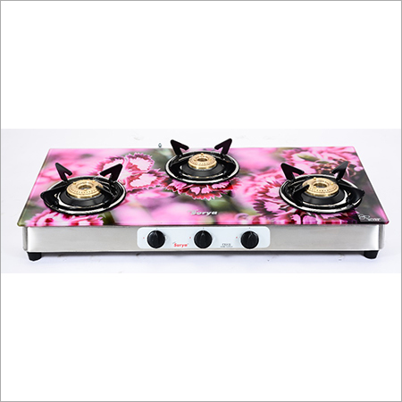 Digital Print Three Burner Glass Top