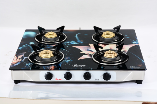 Digital Print Four Burner Glass Top