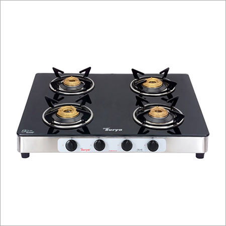Rectangular Black Four Burner Glass Top