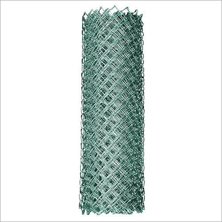Chain Link Fence Fabric - Galvanized Steel, 2.0 mm Wire Diameter, 2" x 2" Mesh Size, 50 ft Roll Length, 4 ft Roll Width, Green Color, 10 lbs Weight