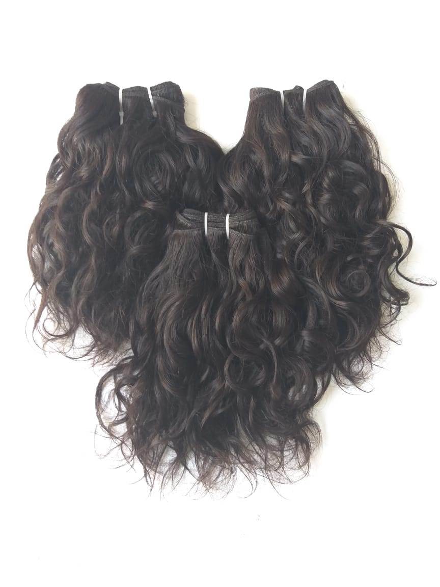 Unprocessed Natural Wavy Machine Weft  Human  Hair Application: Profesional