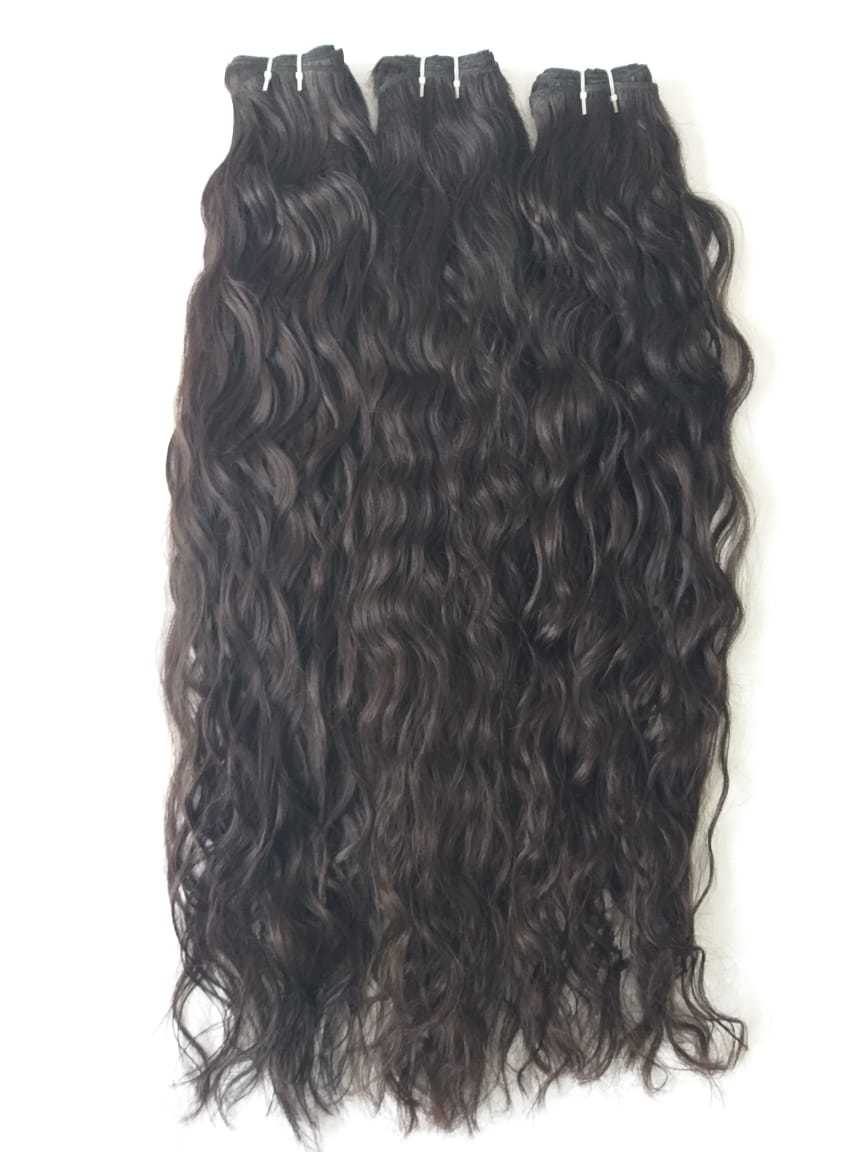 Unprocessed Natural Wavy Machine Weft  Human  Hair Application: Profesional