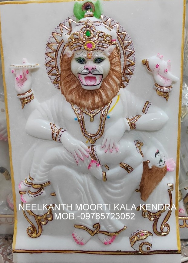 Marble Narsimha Avatar - Height: Medium Size (Approx: 2-3 Ft) Foot (Ft)