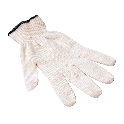 Cotton Knitted Hand Gloves - Full Finger Style, White Color | Perfect for Daily Life Use