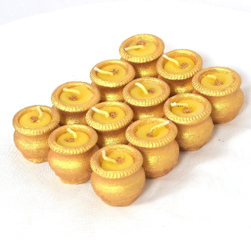 Golden Mini Terracotta Matki Diya Size: Medium