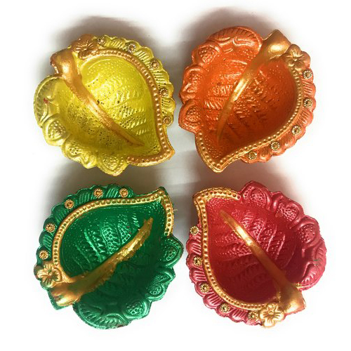 Multicolour Fancy Diya 4 Pcs Multicolor