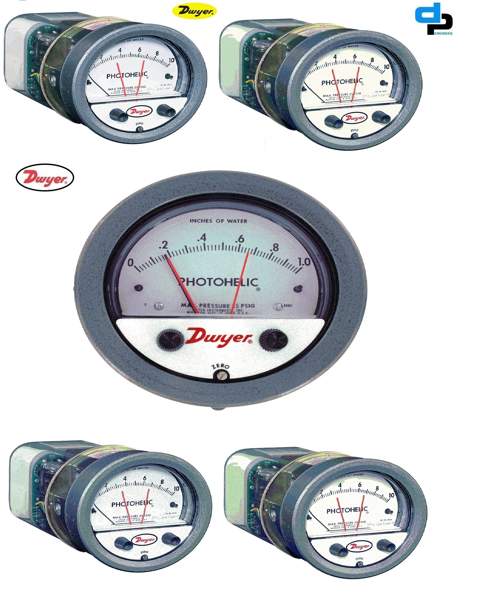 Dwyer A3000-100mm Photohelic Pressure Switch Gauge Accuracy: A 2% Of Fs At 70a F (21.1a C) %