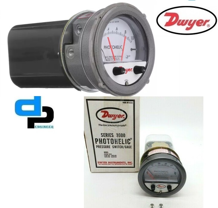 Dwyer A3000-10kpa Photohelic Pressure Switch Gauge Accuracy: A 2% Of Fs At 70a F (21.1a C).a 3% On -0 And A 4% On -00 Models. %