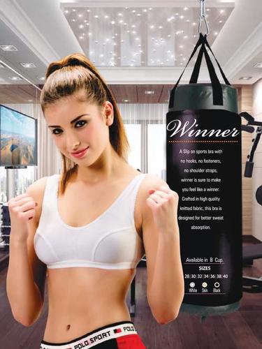 SPORTS BRA - Cotton, Size 28-40, Colors White, Skin, Black | Comfortable No Hook Design, Soft Bottom Band Elastic, Wider Straps