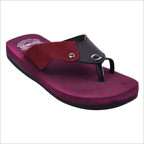 Ladies Flat Slippers - Pu Material, Sizes 5-11 , Purple-red-black Color Options For Stylish Comfort