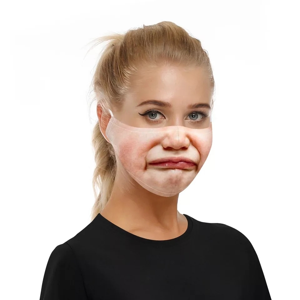 3d Face Mask - Polyester + Spandax, 22x13cm, Skin Color | Anti-pollution, Breathable, Reusable, Unisex, Filter Support, Comfort Fit