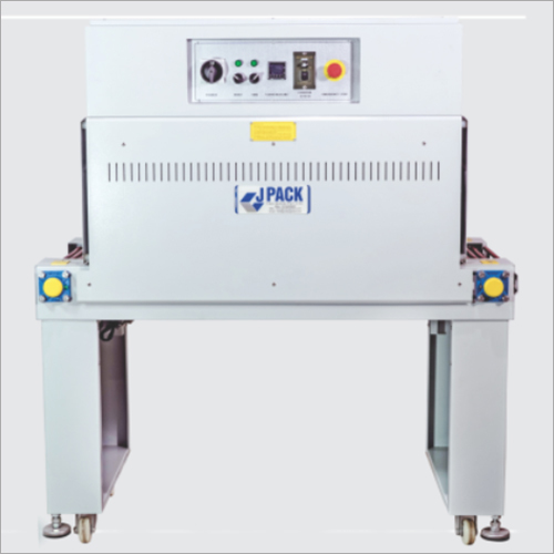 Shrink Tunnel Machine - MS Material, Semi-Automatic | 20 Shrink Speed, 200 Weight, 1 Year Warranty, Frequency Speed Control, White Color