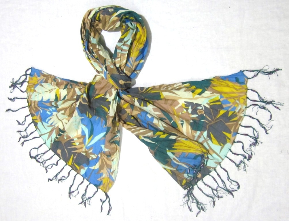 Printed Scarves - 100% Cotton, 52 X 180 Cm, Colors As Per Image | Lace Work, Custom Designs Welcome, Machine Made For Women