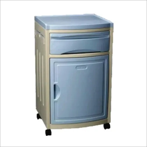 Hospital Bed Side Locker - ABS Material, 480L x 480W x 800H mm Size | Towel Stand on Both Sides, Mounted on 50 mm Wheels