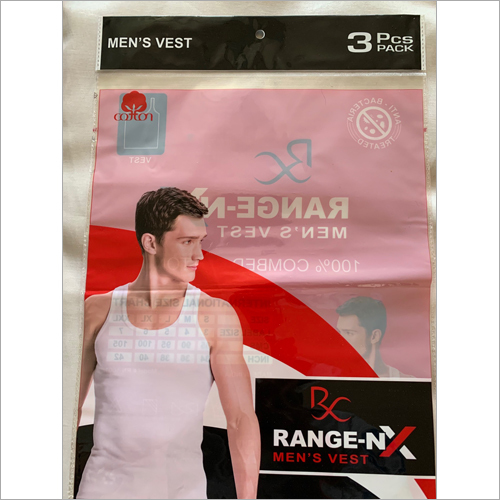 Men's Vest Packaging Pouch - Laminated Material, Duffle Bag Style with Double String Design