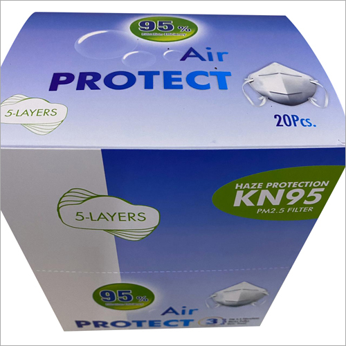 KN95 Face Mask - Non Woven, Standard Size, White | Protection From Germs, Eco-Friendly, 3-Layer Dust Filtration System
