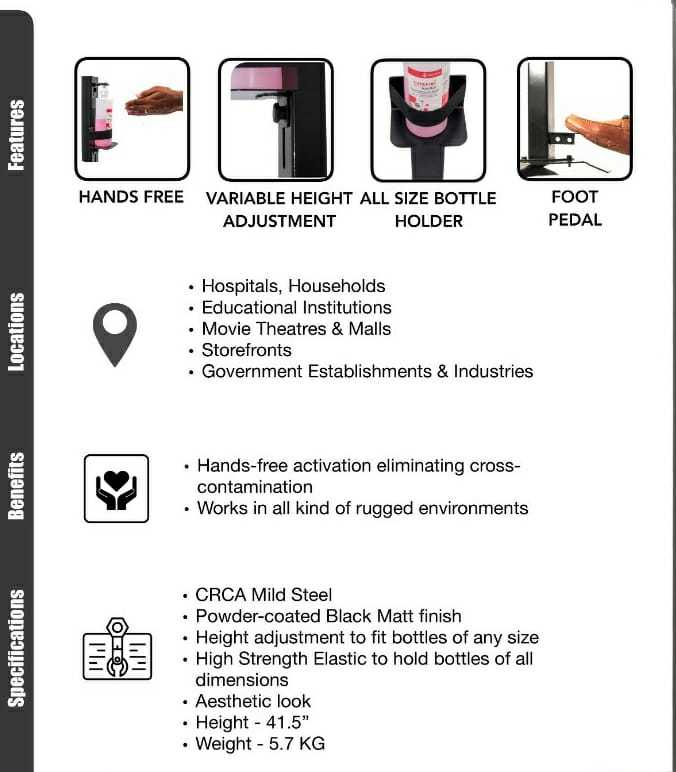Foot Operated Hand Sanitizer Dispenser