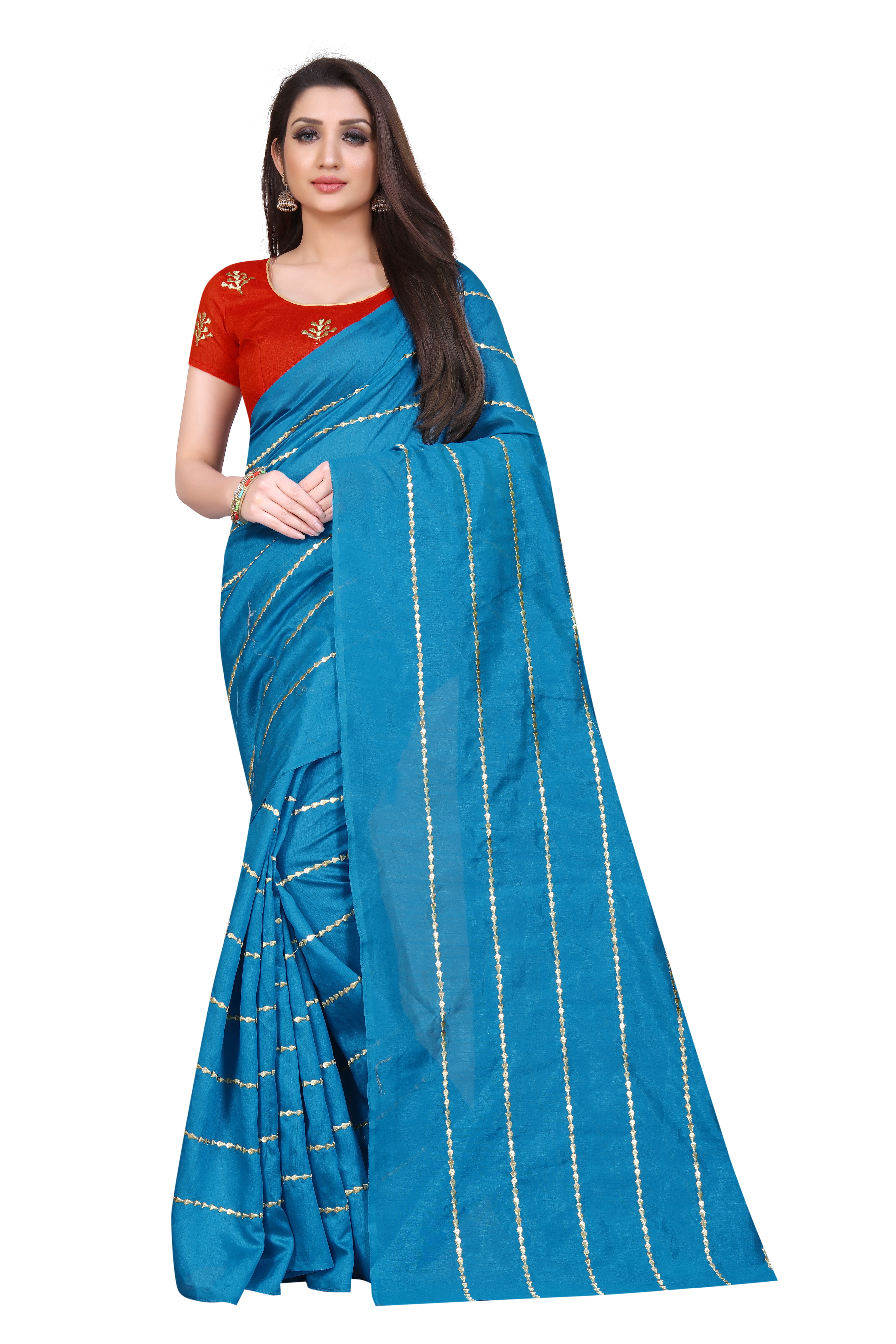 Designer Saree - Zoya Silk With Attached Blouse | Multi-color, Perfect For Party Wear, All Seasons