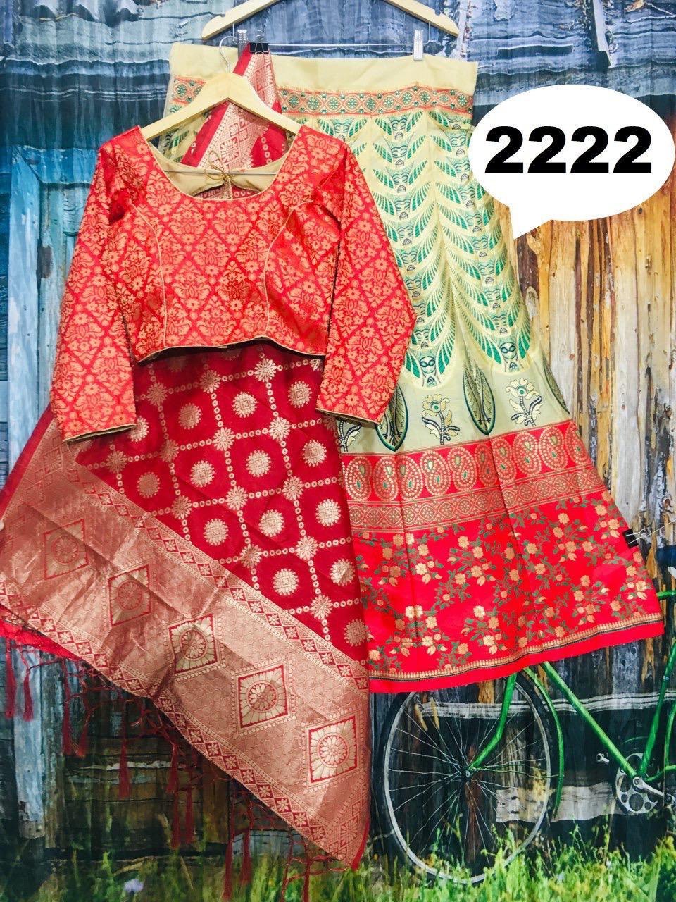 Brocade Fabric Lehenga - Semi-stitch Design Up To 42 Size, Multi-color | Anti-wrinkle, Breathable, Quick Dry, Plus Size, Designer Pure Silk Blouse, Banarasi Silk Dupatta