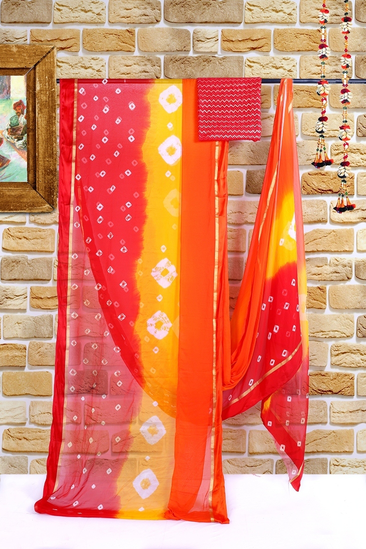 Designer Saree - Multicolor Shiffon Fabric, Attached Blouse For Daily Wear In All Seasons
