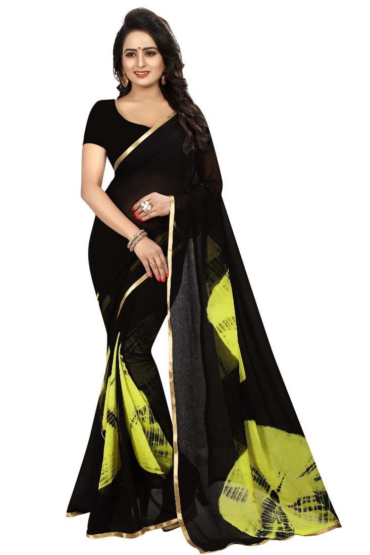 Designer Saree - Multicolor Shiffon Fabric, Attached Blouse For Daily Wear In All Seasons
