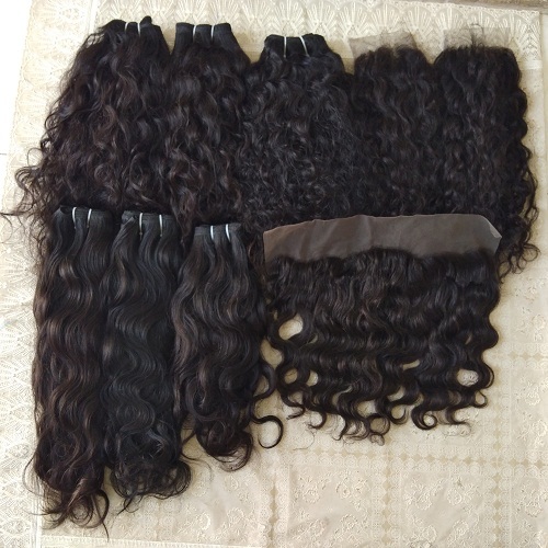 Unprocessed Raw Deep Closure And Frontal Wavy Human Hair - Human Hair Type: Indian