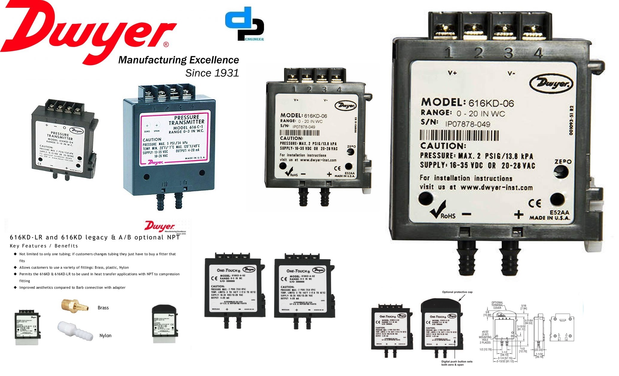 Dwyer 616kd-02 Differential Pressure Transmitter