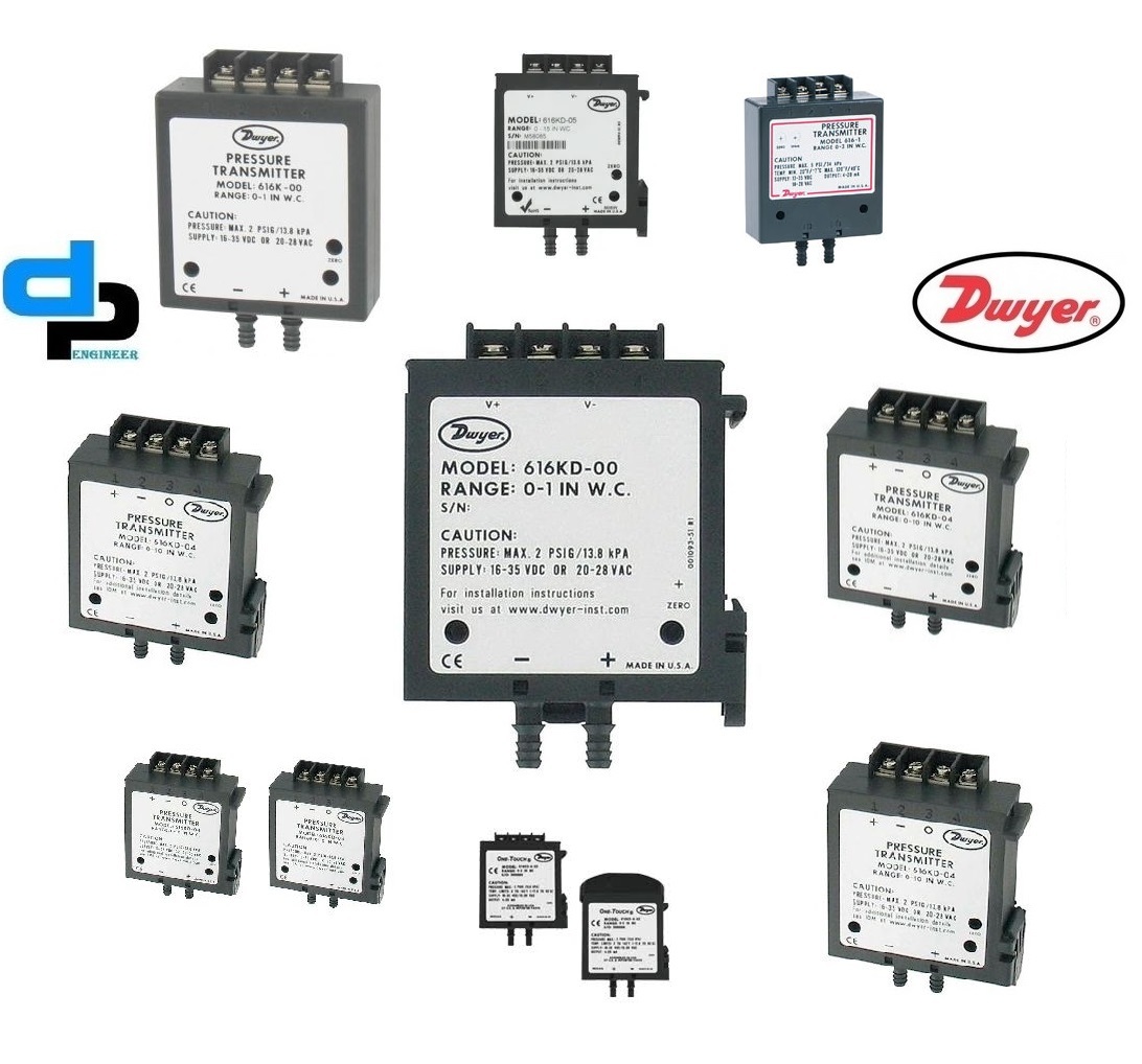 Dwyer 616kd-05 Differential Pressure Transmitter - Metal Alloy, 1.8 Oz Weight | One-touch Calibration, 0 To 15 In H2o Range, Ce Certified
