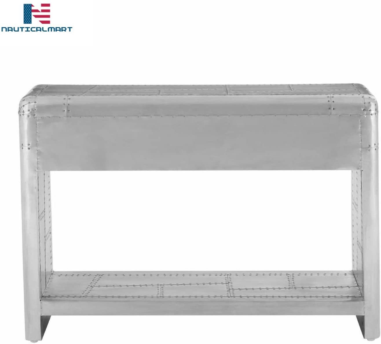 Nauticalmart Aviator Aluminium Patchwork Style Console Table With 2 Drawers