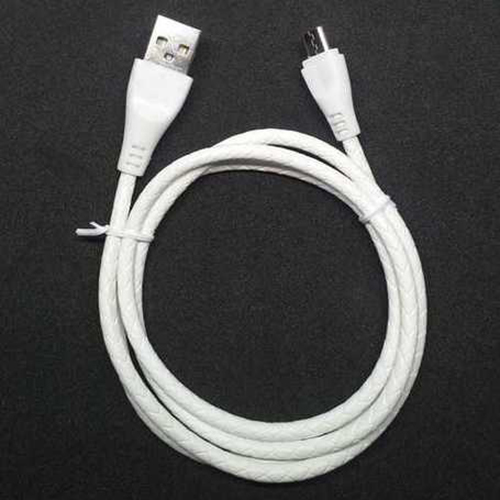Android Mobile Charging Data Cable - PVC Material, 1.2 MTR Length, White Color | 1 USB Connector, 1 Micro USB Charging Connector, Supports Data Transfer