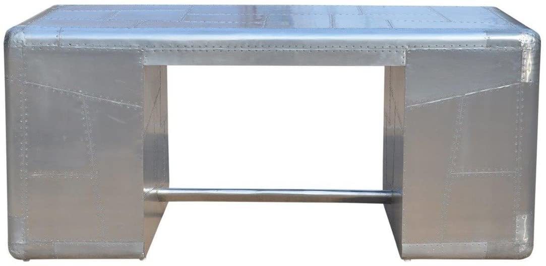 Deco Aviator Writing Desk - Aluminium Table Mid Century Industrial Furniture