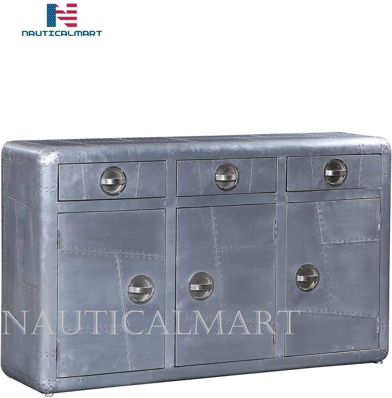 Nauticalmart Aviator 3 Door Sideboard End Table Design Metal Side Table