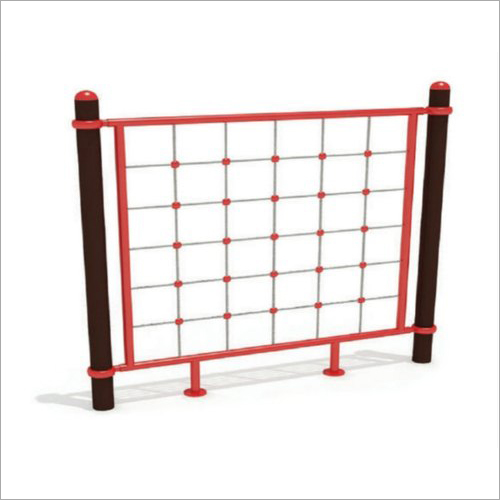 Outdoor Playground Net Climber - Iron & Plastic, Square Shape, Black-Red Color | Age Group 5-16 Years, Corrosion Resistant, Floor Mount Installation