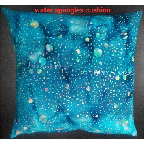 Water Spangles Cushion - 45x45 CM, 100% Cotton, White-Blue, Top Invisible Zipper, 400g Poly Siliconized Fiber Filling, Decorative for Home & Hotel