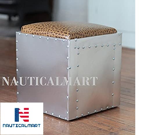 Nauticalmart Aeromen Ottoman + Aluminum | Metal Modern Designer Furniture Silver Aviation Furniture
