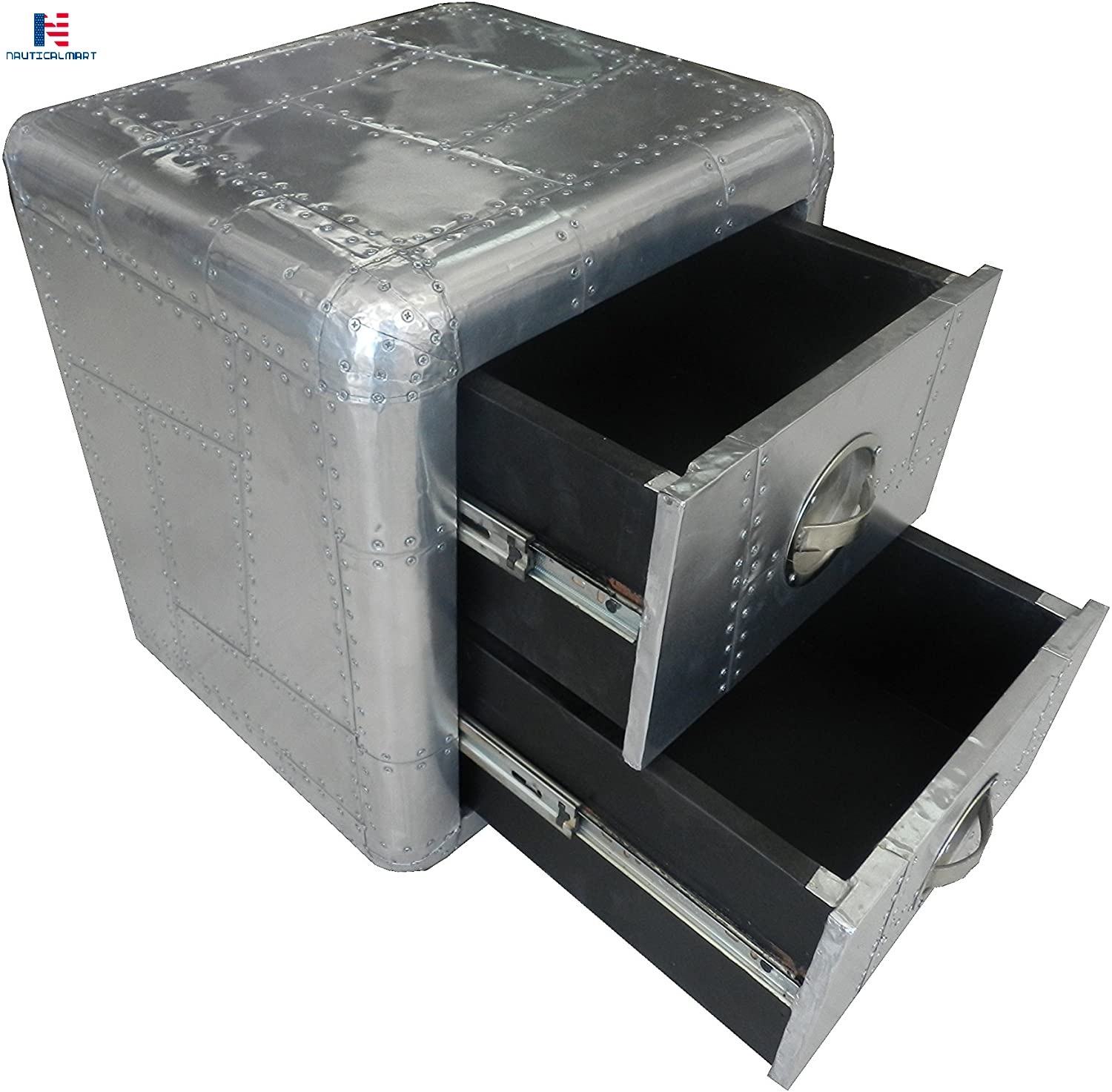 Nauticalmart Side Table - Metal Side Table - Metal End Table - Office Furniture - Metal - Airplane Metal - Side Table - End Table