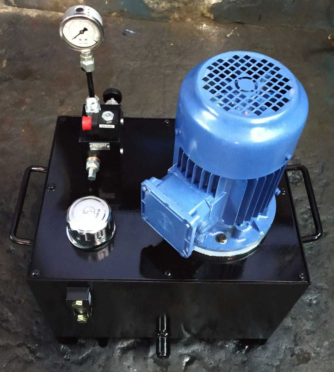 Hydraulic Power Pack - Ms Material, 0.5 Hp Motor, 1440 Rpm Speed | Black & Blue Color, Fully-automatic Design, Low Maintenance Solution