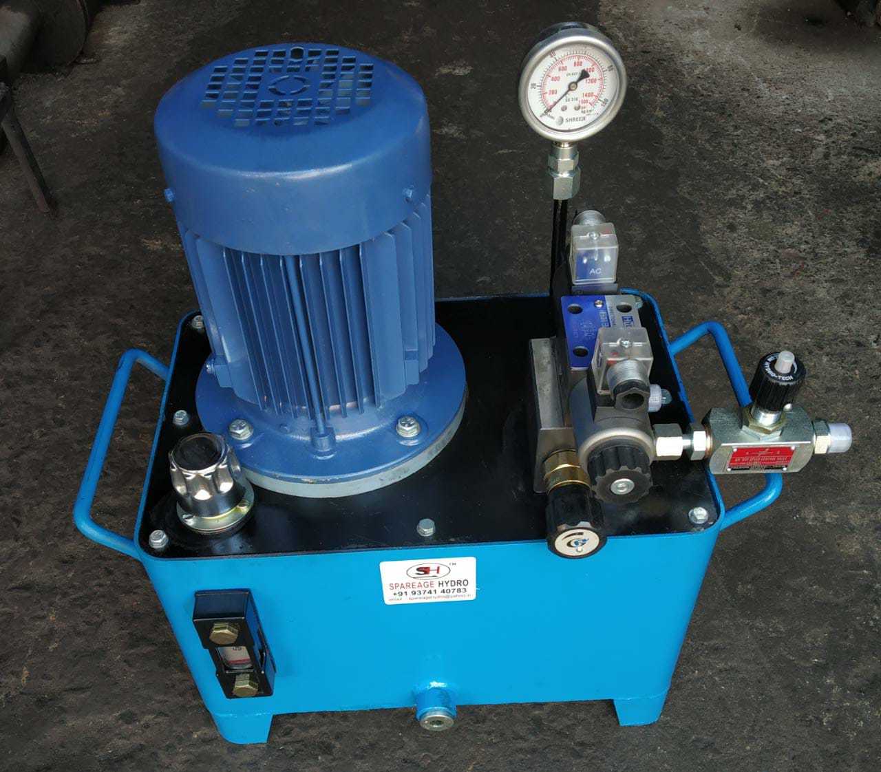 Hydraulic Power Pack - Ms Material, 0.5 Hp Motor, 1440 Rpm Speed | Black & Blue Color, Fully-automatic Design, Low Maintenance Solution