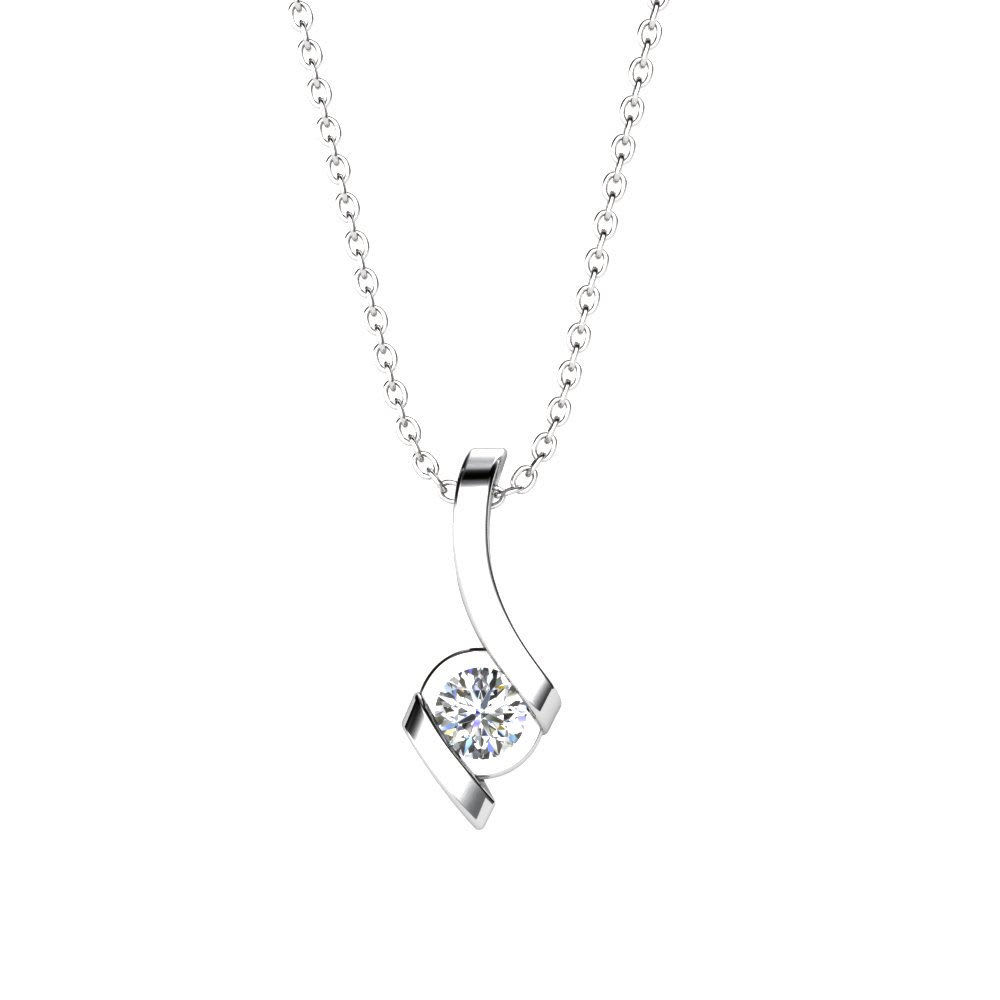 Sterling Silver Solitaire Pendant - 92.5 Sterling Silver With High Polish Rhodium Plating, Cubic Zirconia Stone | Elegant Jewelry For Women, Perfect For Parties And Gifts