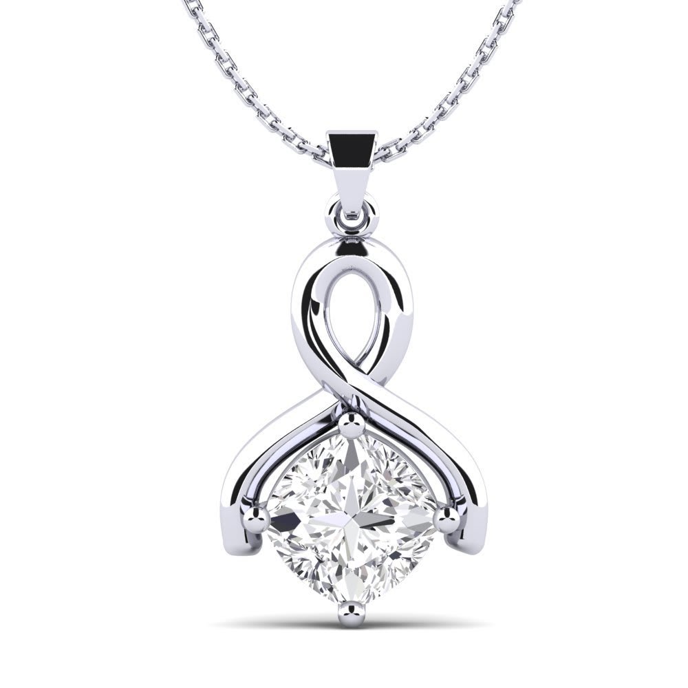Sterling Silver Solitaire Pendant - 92.5 Sterling Silver With High Polish Rhodium Plating, Cubic Zirconia Stone | Elegant Jewelry For Women, Perfect For Parties And Gifts