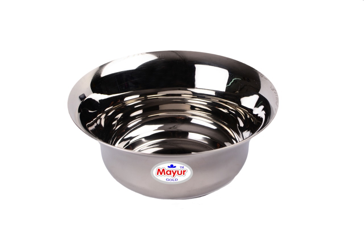 Lotus Serving Bowl - Heavy Gauge 20 Gauge Stainless Steel, Silver Mirror Finish | Durable, 100% Food-grade, Essential For Indian Dinnerware