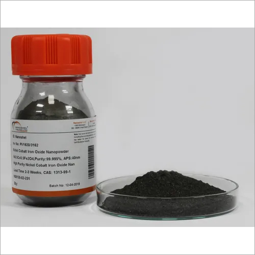Nickel Cobalt Iron Oxide Nanopowder - Ni0.5Co0.5Fe2O4, Purity: 99.9%, APS: 40nm, Color: Grey Black/Dark Brown, Density: 5.2 g/cm3, Warranty: 6 Months