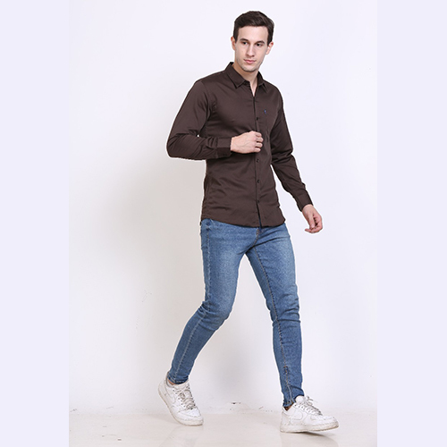 Denim Black Shirt - Cotton Blend, Size M/L/S/XL, Color Black | Button Closure, Long Sleeves, Anti-Wrinkle, Breathable, Non-Toxic, Washable, Modern Style